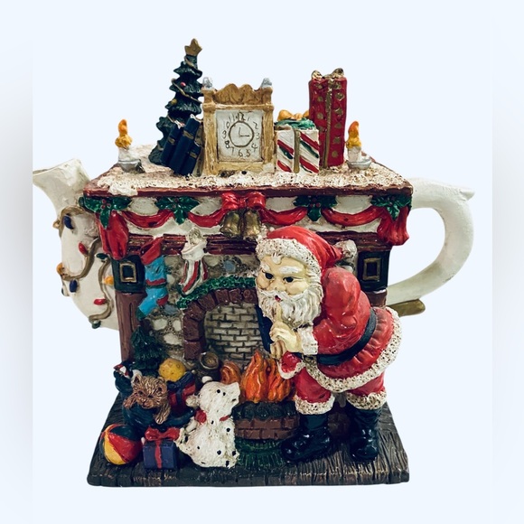 Other - Vintage Christmas Teapot Shape Music Box Plays “Santa Clause Is Coming To Town”